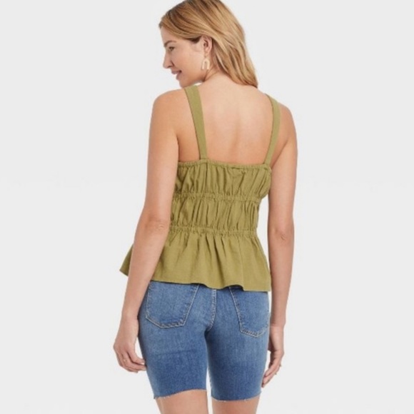 Universal Threads Olive Green Tiered Elastic Layers Peplum Cotton Tank T… - Picture 2 of 8